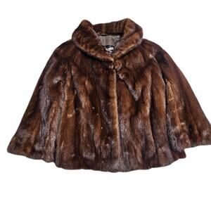 Vtg MCM 100% Mink Fur Jacket Mahogany Brown Women's Large Mid-Century Retro Glam